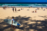 Manly Beach with female surfer
