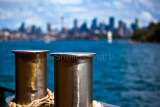 Manly ferry with city backdrop