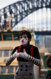 French busker with Harbour Bridge backdrop