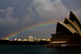 Sydney Opera House with rainbow