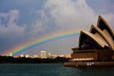 Sydney Opera House with rainbow