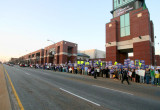 supporters in front of Siegel Center