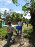 unloading the supplies