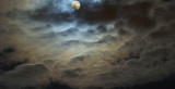 late fall moon and clouds