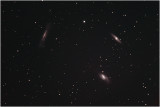 The Leo Trio of M65 (upper right), M66 (bottom) and NGC 3628 (upper left)