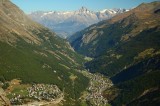 Saas Fee (left) and Saas Grund, from Plattjen (2570m)