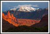 The Fisher Towers and La Sal Mountains