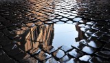 cobblestones and puddle