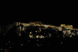 The Acropolis at night as seen from the roof terrace of our hotel