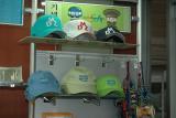 DMZ baseball caps for sale at the souvenir stand at Dorasan Station