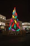 Christmas tree on a traffic island in the middle of Puerta del Sol