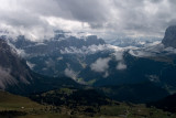 Gruppo del Sella with the villages of Plan visible in the valley