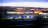 Pan  moving BART train to see interior). 1/4s