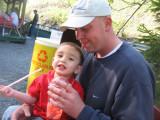 Daddy and Noah sharing a Twizzlers slushie