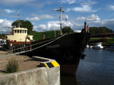 Docked boat off the old castle moat