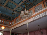 Chandelier and synagogue ceiling