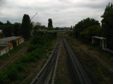 Rail lines east of the center from Str. Ismail