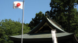 Japanese flag over Himure Hachiman-gū