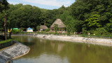 Manmade pond and Polynesian huts