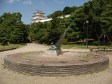 Sundial with distant Hitsujisaru-yagura