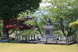 Samurai statue on the castle grounds