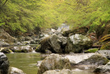 River scene with distant falls