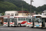 Row of buses at the Tonoshō boat terminal