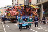 Oncoming nebuta float with dragon images
