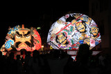 Pair of neputa coming down the procession