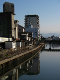 Canalside housing along the Waka-gawa