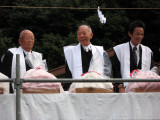 Town elders gathering for the mochi-throwing