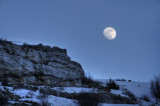 Moon and the rocky cliffs