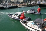 The BMW Oracle support boats are leaving the base