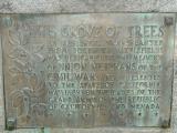 Plaque states that the Grove of Trees was planted in honor of Union veterans in 1897 using saplings from a southern battlefield.