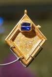 IMG_3597.jpg The Middleham Jewel AD 1400-1500 (front showing sapphire) - York Museum, York - © A Santillo 2011