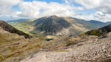 CRW_01252.jpg Glyder Fawr with Llyn Idwal, Llyn Ogwen & Pen yr Ole Wen - Glyder Fawr, Snowdonia -  A Santillo 2004