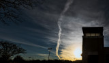 contrail at sunset - B&W below