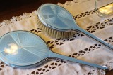Guilloch Blue Hairbrush and Mirror