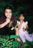 Johanna and Christina with an extra robust specimen of Large Yellow Ladys-Slipper (Cypripedium parviflorum var. pubescens) 2007