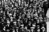 August 1914 - Volunteers for Kitcheners Army waiting for their pay