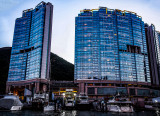 Luxury condos and boat repair yards. Aberdeen Typhoon Shelter, Hong Kong