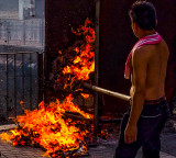 Burning Temple Paper Offerings, Hong Kong