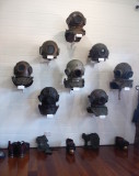 1096: Old diving helmets on display