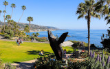 Breaching whale sculpture in Laguna Beach