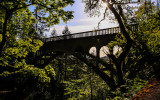 View of a Historic US Highway 30 bridge over Shepards Dell along the Columbia River Gorge