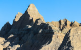 Early morning sunlight on peaks near Norbeck Pass in Badlands National Park