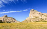Sentinel and Eagle Rocks from the park road in Scotts Bluff National Monument
