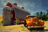 Red Barn with 1939 Dodge Stake Bed Truck