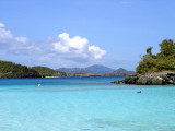 One of the most popular and beautiful beaches on St. John. They have an underwater snorkel trail, where I went snorkeling for the first time. St. Thomas is in the background.