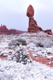 Balanced Rock in the Snow